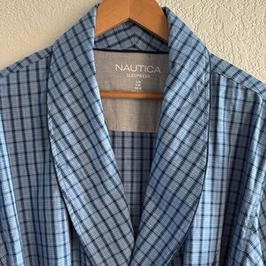 NWOT Nautica Cotton Lightweight Men’s Blue Plaid Robe Small